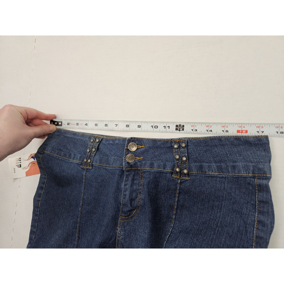 y2k Hip Jeans Women's Size 15 Embellished Stretch 80s Style Rock Grunge Studded - Picture 3 of 13